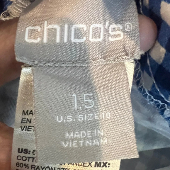 Chico's size 1.5 (Medium/Size 10) pull up pants blue checks - Picture 2 of 11